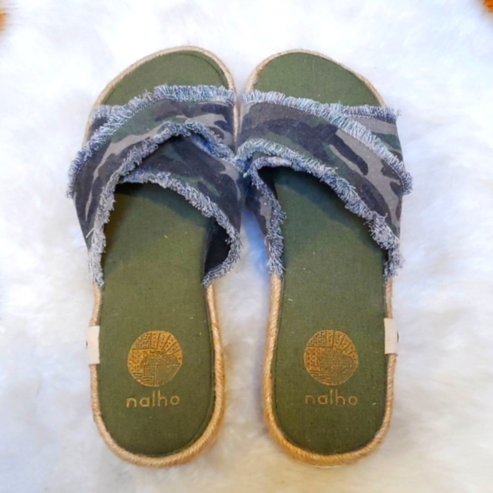 Nahlo Size 8 Kamala Camo Slip-On Flat Form Slides Size 8 - Picture 4 of 9